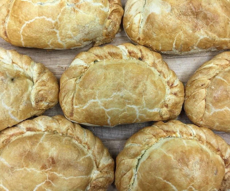 Hand-crimped pasties fresh from the British Pride ovens